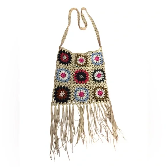 Handmade Multicolor Crochet Fringe Bag - Picture 2 of 4